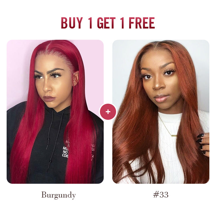 BOGO Sale, 4*4 Closure Wig, Straight Colored Wig 180%