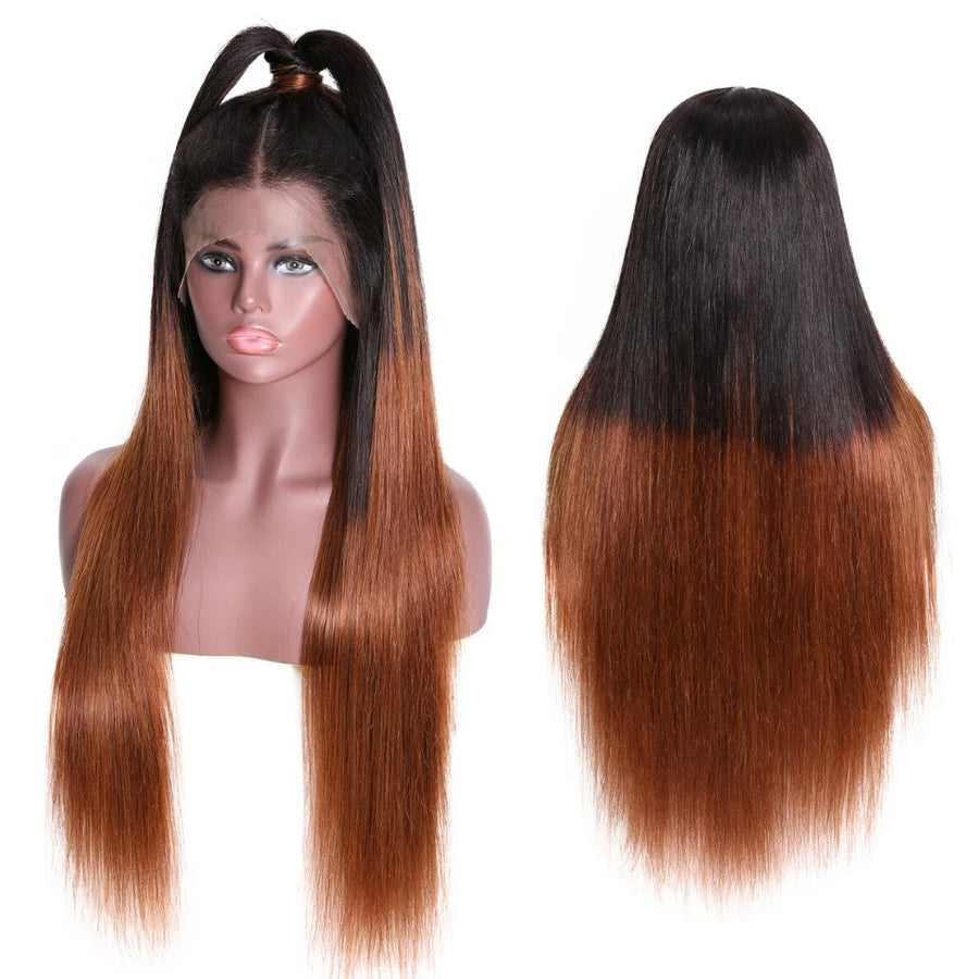 T1B4 Color Straight 13x4 Lace Front Wigs With Pre-plucked Hairline