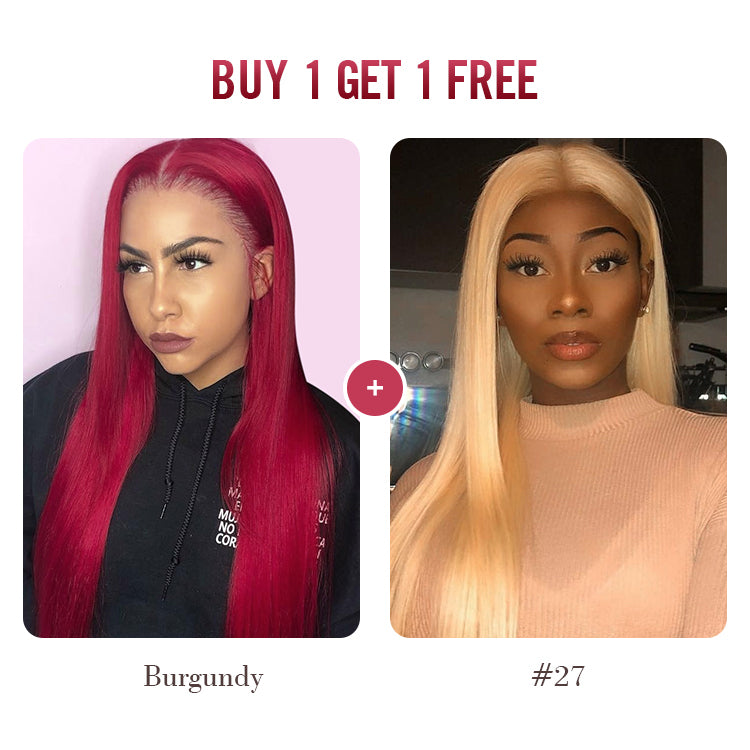 BOGO Sale, 4*4 Closure Wig, Straight Colored Wig 180%