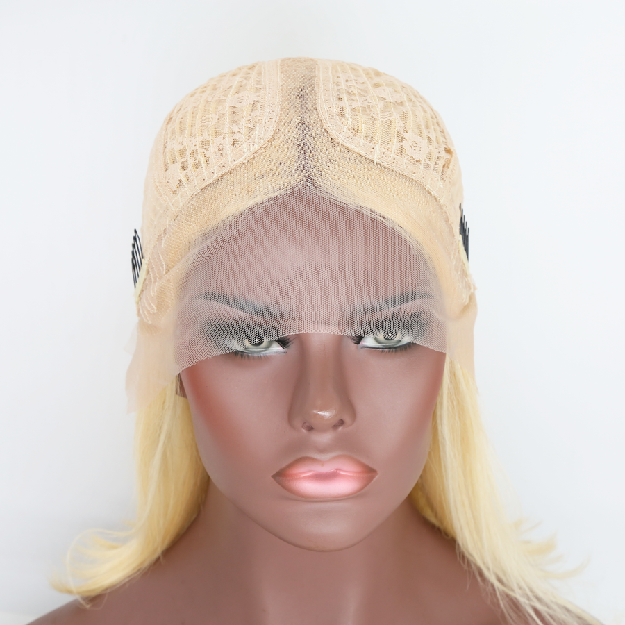 613 Blonde Wig T Part Straight Lace Front Wig Human Virgin Hair