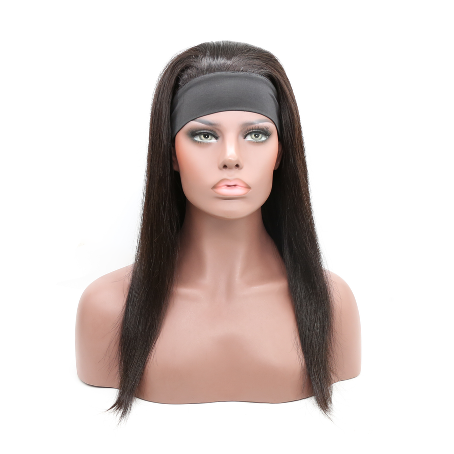 Headband Wig Human Hair Half Wig 180% Density Body Wave Natural Color Glueless