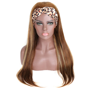 Honey Blonde Headband Wig Human Hair Half Wig 180% Density Straight Glueless