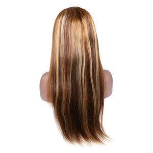 Honey Blonde Headband Wig Human Hair Half Wig 180% Density Straight Glueless