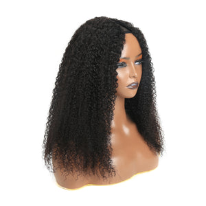 Curly V Part Wig 250% Density 18inch No Glue Upgrade V Part Wig For Women