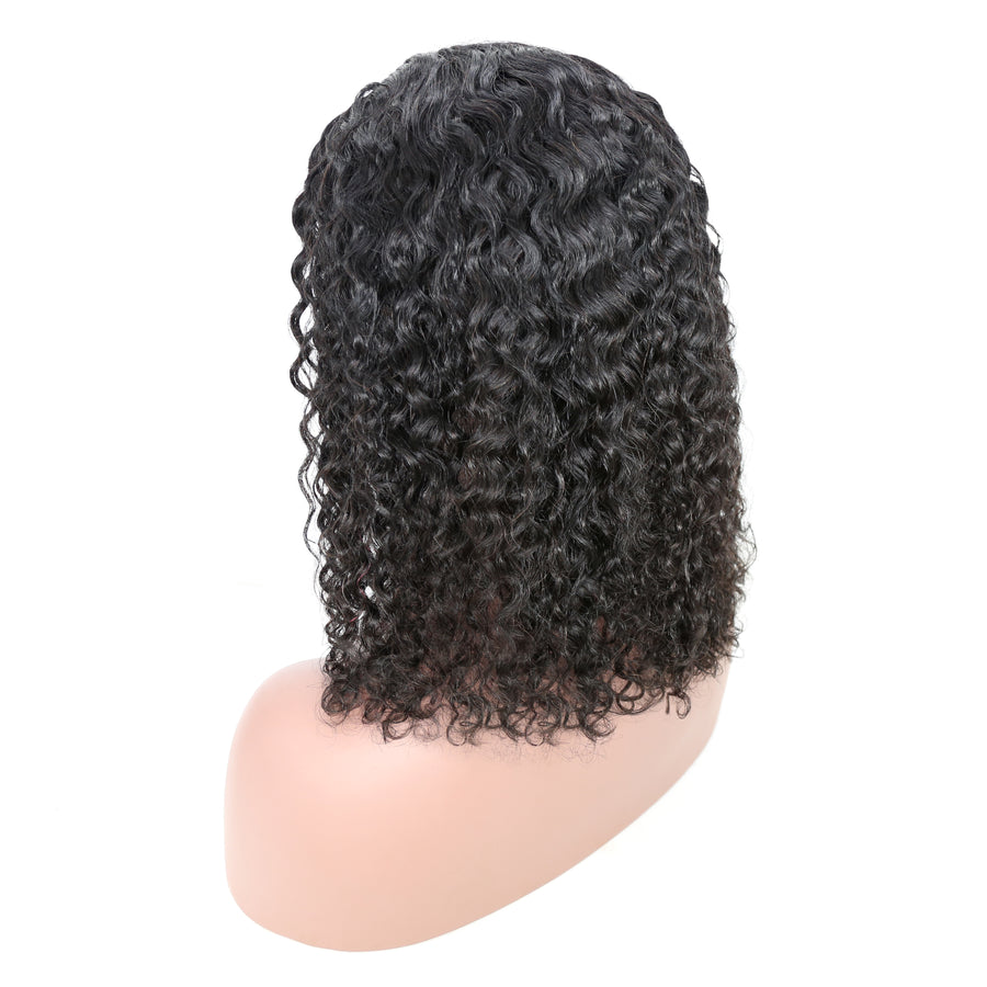 Short Bob Headband Wig 180% Density Deep Wave Natural Color Glueless