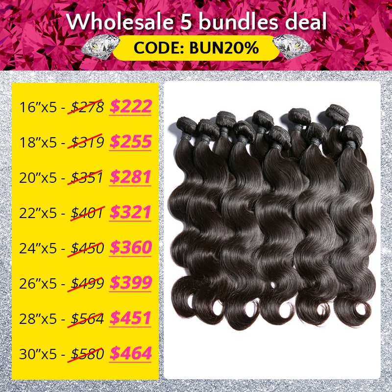 Wholesale Package Popular Series Virgin Hair 5 Bundles Deal Body Wave