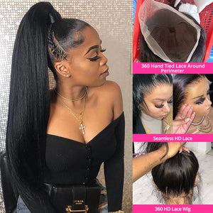 CEXXY Hair 360 Real HD Lace Frontal Wig Straight Human Virgin Hair