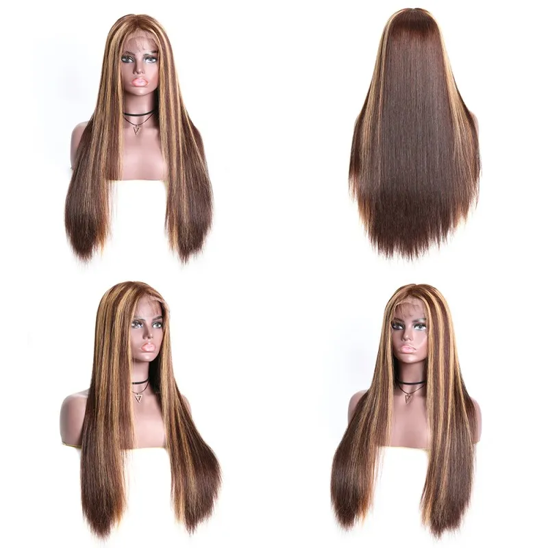 Honey Blonde Color Straight 13x4 Lace Front Wigs With Pre-plucked Hairline Piano Color