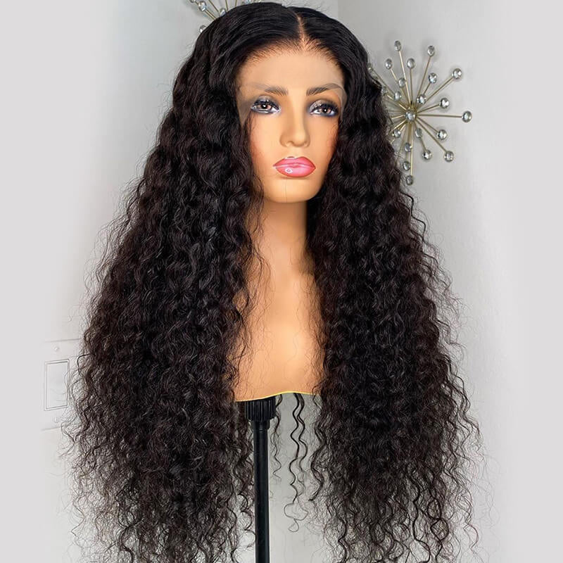 Wet Wavy Hair 13x4 Lace Front Wigs Indian Remy Human Hair [Pre-bleached  knots,Pre-plucked hairline,Removable elastic band]