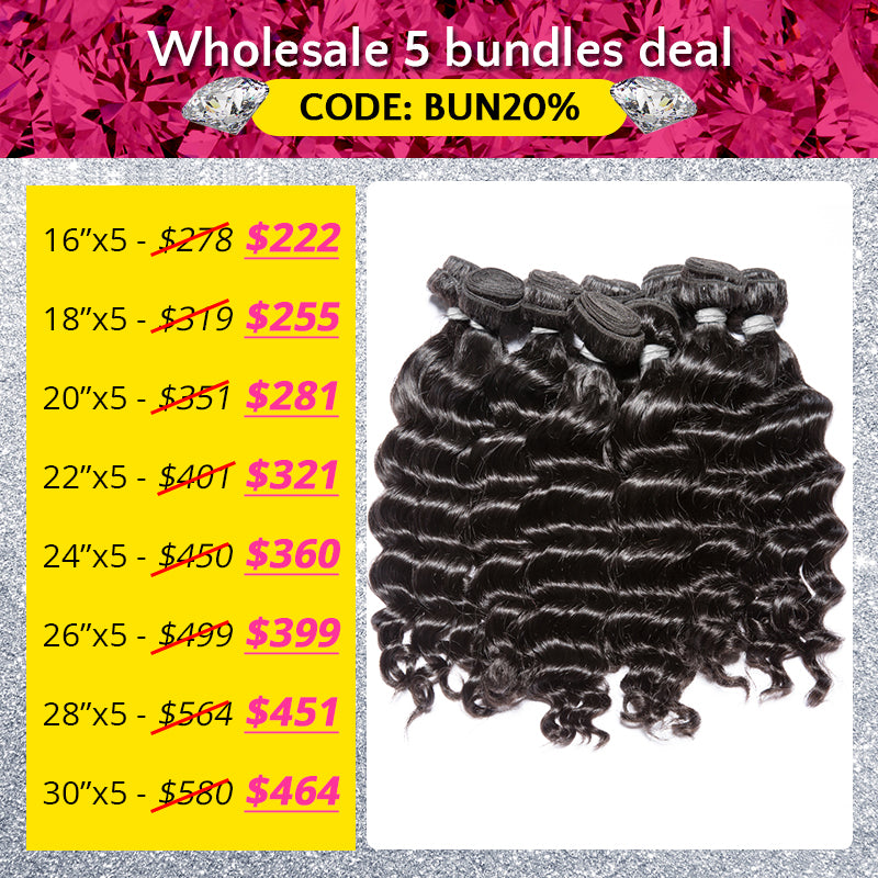 Wholesale Package Popular Series Virgin Hair 5 Bundles Deal Natural Wave