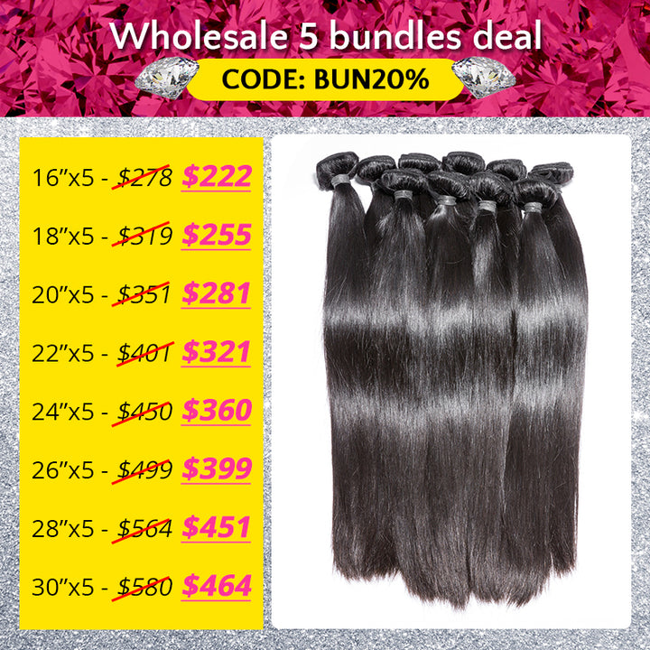 Wholesale Package Popular Series Virgin Hair Straight 5 Bundles Deal