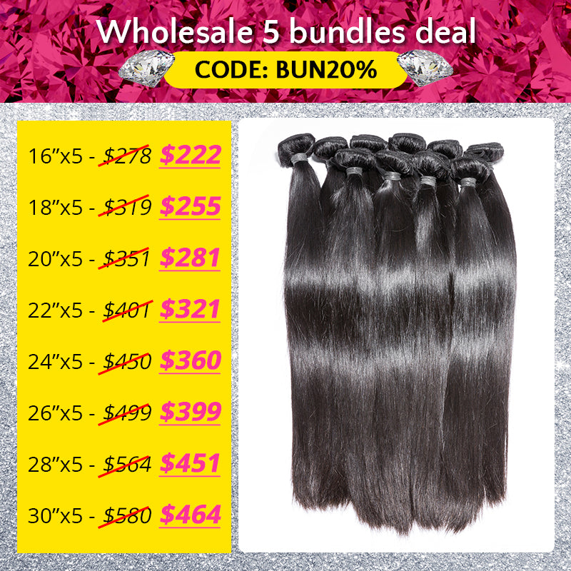 Wholesale Package Popular Series Virgin Hair Straight 5 Bundles Deal