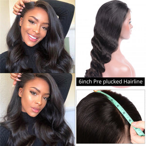 Body Wave 6*6 Lace Closure Wig Pre-plucked Brazilian Human Hair Lace Wig
