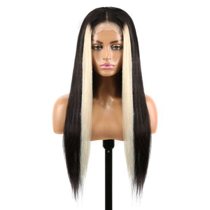 4X4 Human Hair Wig Straight 180% Density with Highlight Clip in Hairs