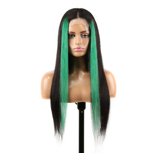 4X4 Human Hair Wig Straight 180% Density with Highlight Clip in Hairs