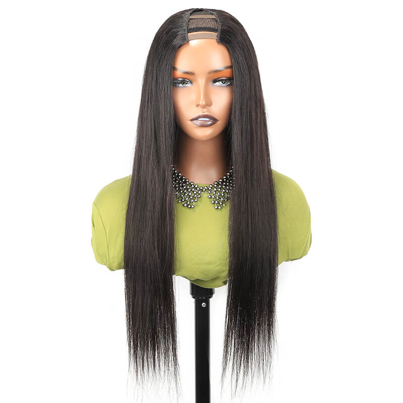 Straight U-Part Wig 180% Density 18inch No Glue Upgrade U-Part Wig For Women