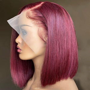 99J Colored Hair Bob Wig Short Human Hair Wigs Pre-Plucked Hairline