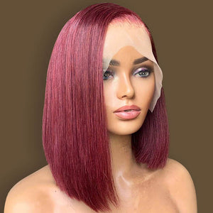 99J Colored Hair Bob Wig Short Human Hair Wigs Pre-Plucked Hairline