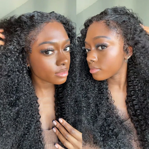 Natural CURLY HAIRLINE COARSE KINKY CURLY 6INCH GLUELESS 13X4 HD LACE WIG