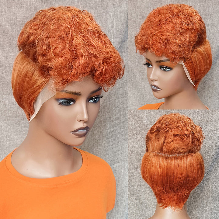 Straight Pixie Cut Wig Short Human Hair Wigs With Bleached Knots Baby Hairs