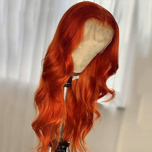 Dark Orange Body Wave Colored Hair 13*4 Lace Front Wig Brazilian Human Hair Wigs