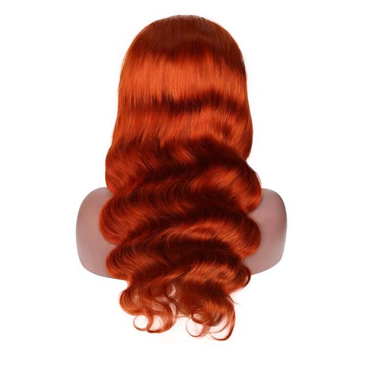 Dark Orange Body Wave Colored Hair 13*4 Lace Front Wig Brazilian Human Hair Wigs