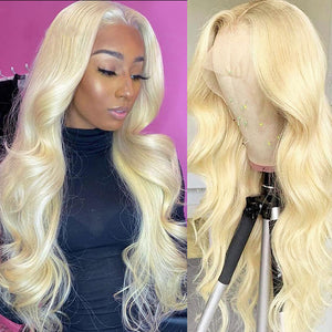 613 Blonde Wig Body Wave Human Virgin Hair 13x6 Lace Front Pre-plucked Hairline