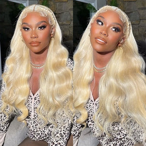 613 Blonde Wig Body Wave Human Virgin Hair 13x6 Lace Front Pre-plucked Hairline