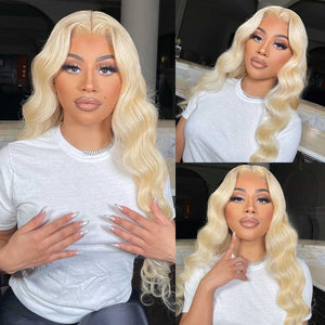 613 Blonde Wig Body Wave Human Virgin Hair 4x4 5x5 Lace Front Pre-plucked Hairline