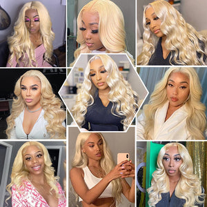 613 Blonde Wig Body Wave Human Virgin Hair 4x4 5x5 Lace Front Pre-plucked Hairline