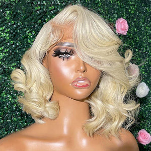 613 Blonde Bob Wig Short Body Wave Hair Wigs 13*4 front Pre-Plucked Hairline