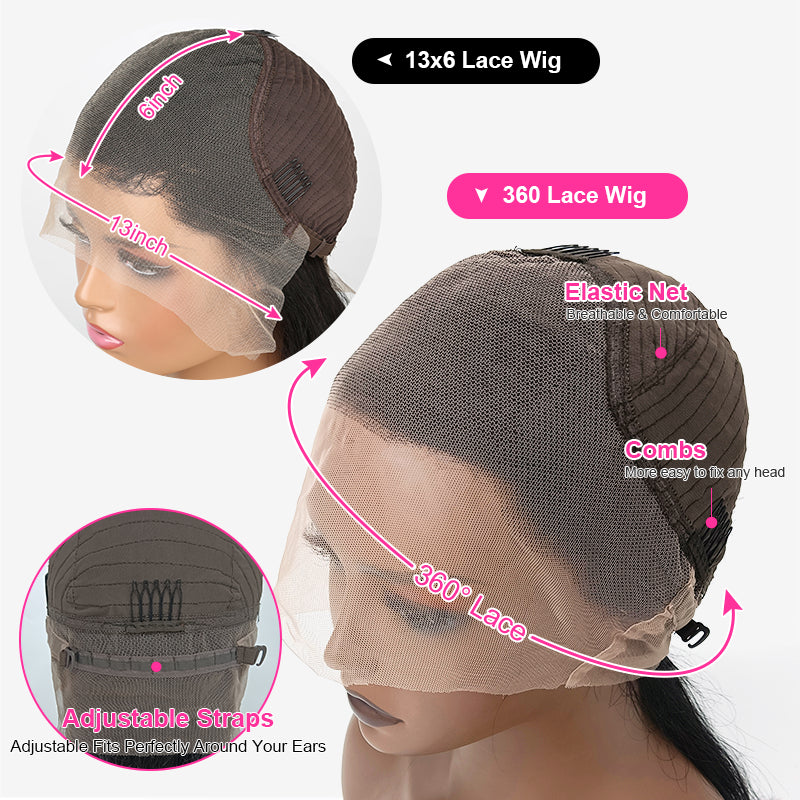 Breathable 360 Natural wave Lace Wig Pre-Plucked With Baby Hair 100% Virgin Human Hair Wigs