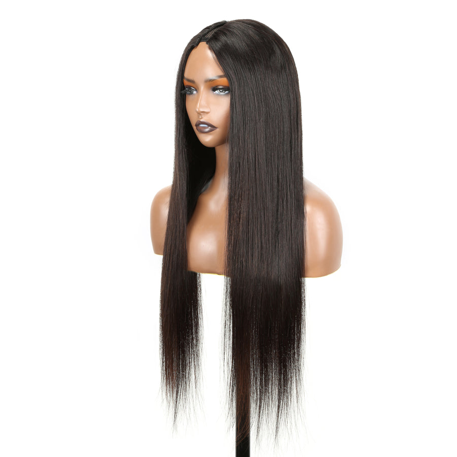 Straight V Part Wig 250% Density No Glue Upgrade V Part Wig Dome Cap For Women