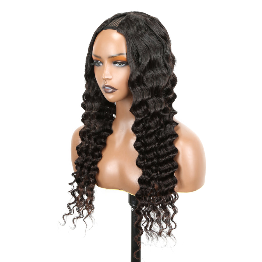 Natrual wave V Part Wig 250% Density No Glue Upgrade V Part Wig Dome Cap For Women