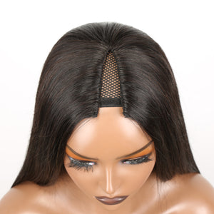 Straight V Part Wig 250% Density No Glue Upgrade V Part Wig Dome Cap For Women