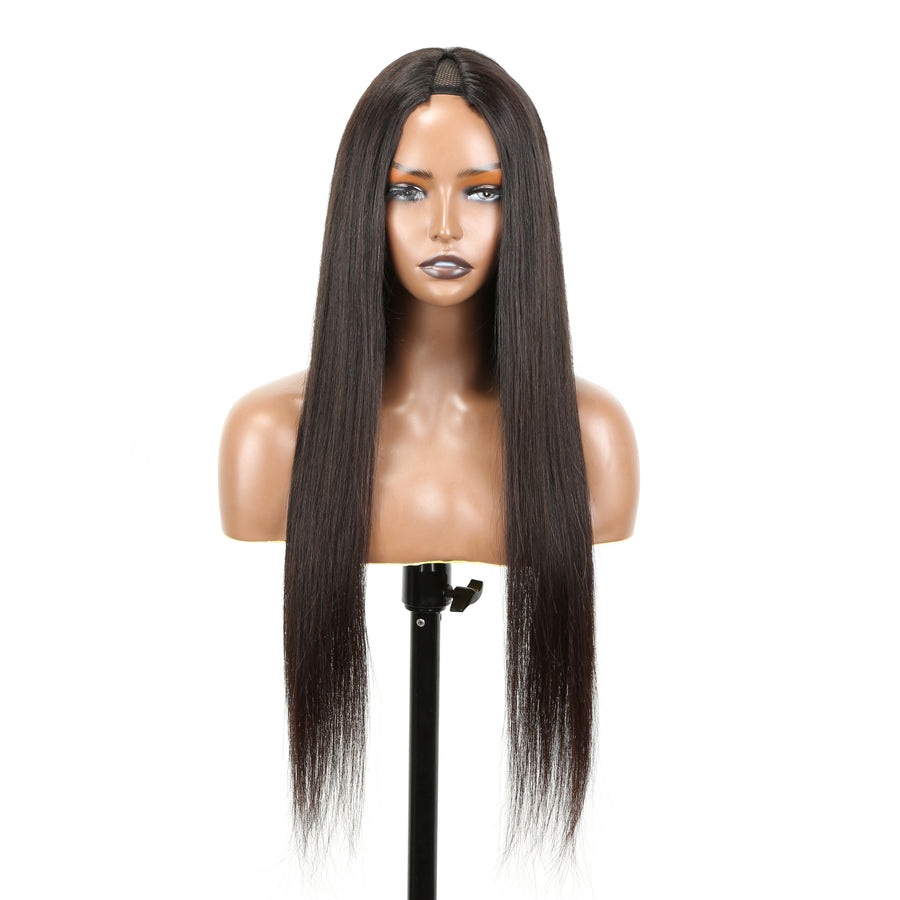 Straight V Part Wig 250% Density No Glue Upgrade V Part Wig Dome Cap For Women