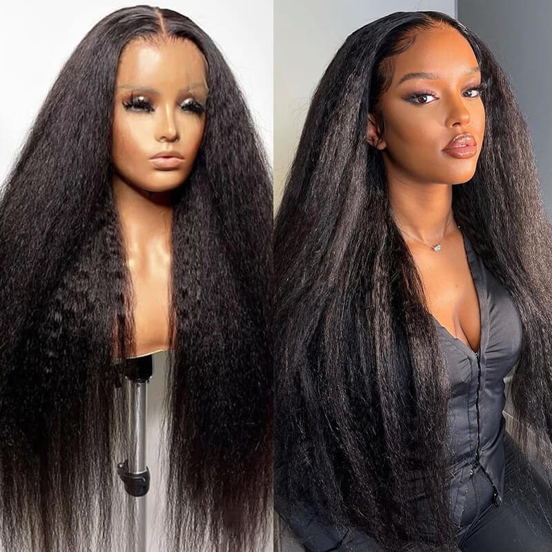 Kinky Straight Yaki 13x4 Lace Front Wig 200% Density