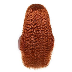 Dark Orange Deep Wave Colored Hair 13*4 Lace Front Wig Brazilian Human Hair Wigs