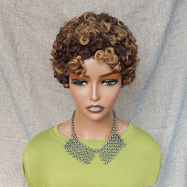 PIX CUT Wigs Short Curly Human Hair Wigs