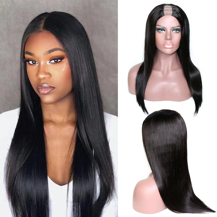 U Part Wig Straight 2*6 Brazilian Human Glueless Lace Wig