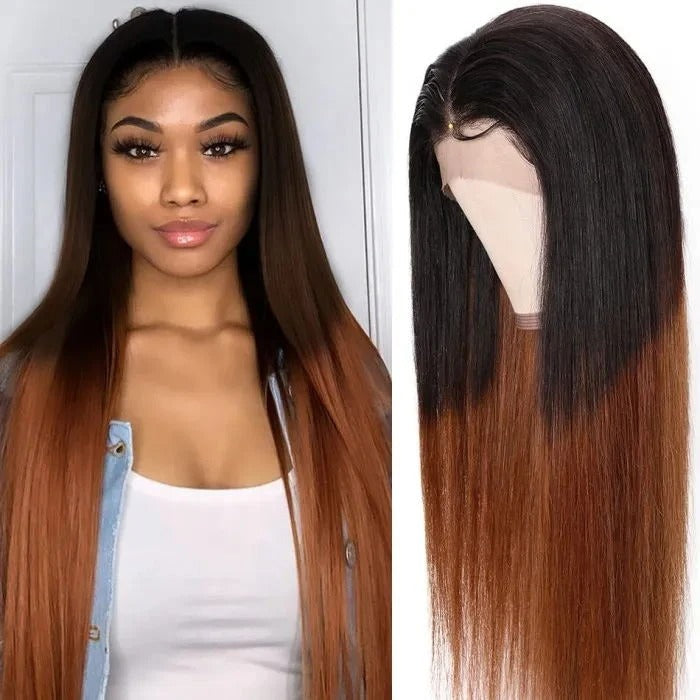 T1B4 Color Straight 13x4 Lace Front Wigs With Pre-plucked Hairline