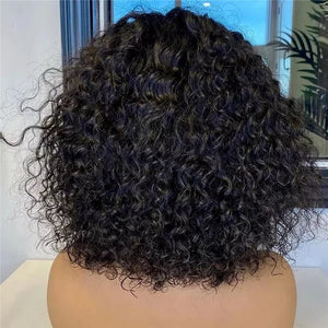 Brazilian Human Hair Wig With Bangs Jerry Curly Glueless Hair 180% Density For Black Women