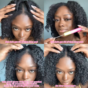 Curly V Part Wig 250% Density 18inch No Glue Upgrade V Part Wig For Women